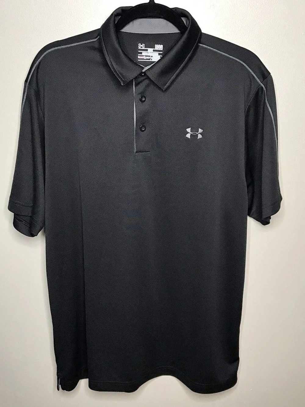Under Armour Loose Fit HeatGear Men's Black Polo Shirt Size Large